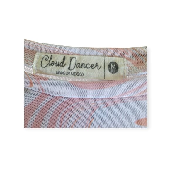 Y2K Mesh Patterned Lettuce-Trim Tee by Cloud Dancer, Medium - Picture 4 of 8